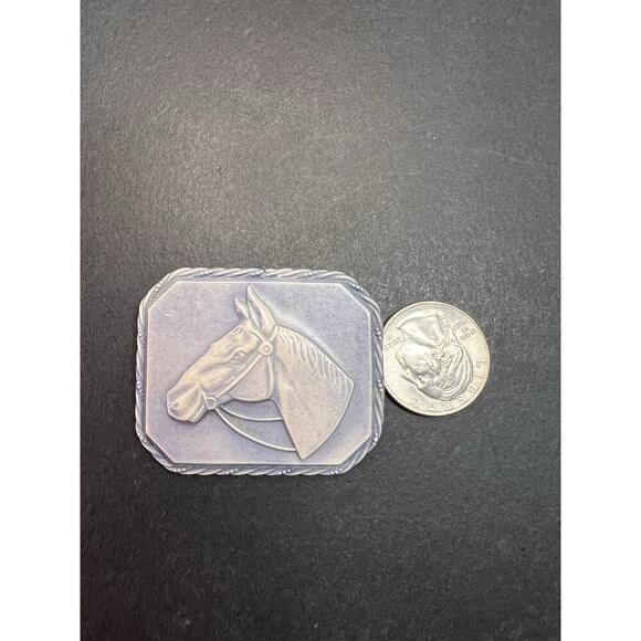 Vintage 1940’s Celluloid Horse Head Brooch/Pin Blue Square Fashion Retro 2" - Picture 6 of 10